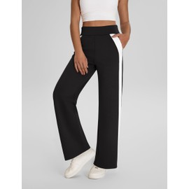 BMJL Womens Wide Leg Yoga Pants Work Casual Lounge Sweatpant Loose High Waisted Trousers with Pockets(M,Black)