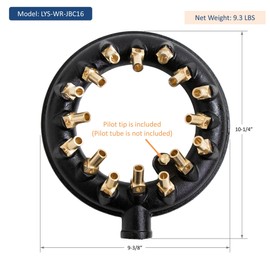 Leyso WR-JBC16LP Liquid Propane Gas 16 Copper Tips Speed Jet Burner with Cap Cast Iron Body for Chinese Wok Range, Grilling, Stir Fry, 130,000 BTU, Marking: P8814256-C9
