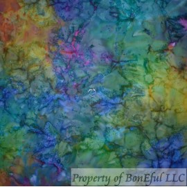 Signature BonEful FABRIC FQ Cotton Quilt Rainbow Bright BATIK Geometric Polka Dot Print FL