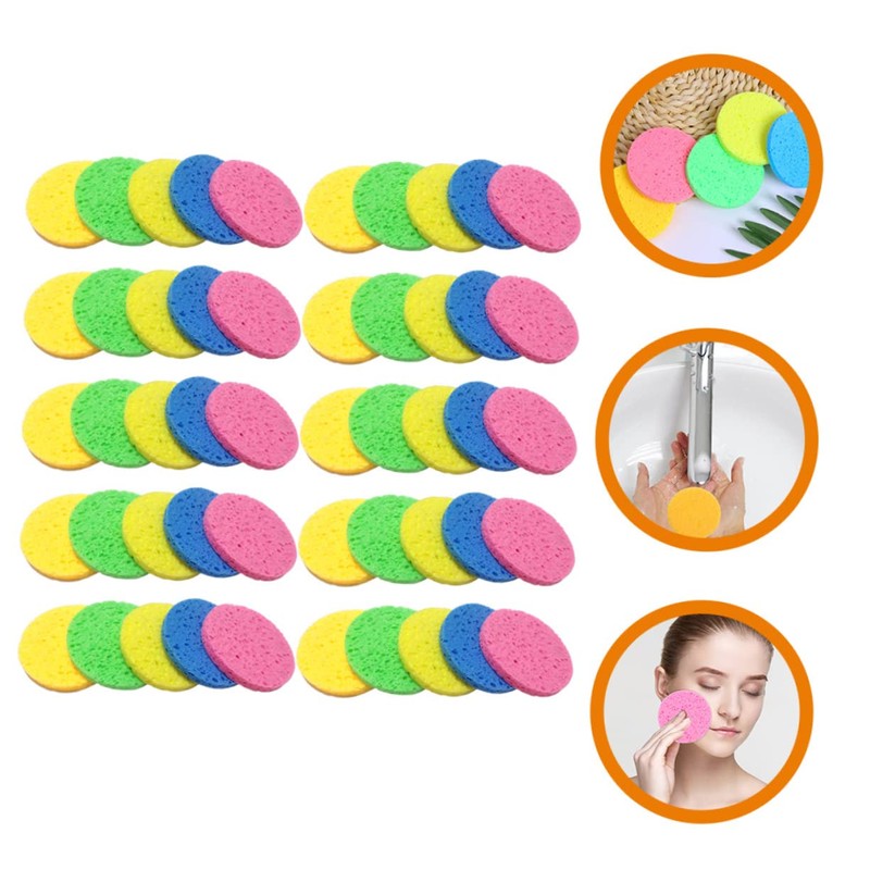 OHPHCALL Gentle Exfoliating Makeup Remover Sponges 50pcs Facial Sponges for