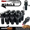 ARROW 20x Black M14x1.5 Ball Seat Lug Bolt 28mmShank/17mm