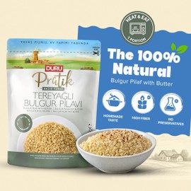 Duru Bulgur Pilaf with Butter, 8,8 Ounces, Heat & Eat, 100% Natural, Non-GMO, BPA Free, No Trans Fat, No Preservatives