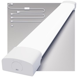 Modlicht LED Shop Light Fixture, 2FT Linkable 18W Plug in Wall Light, 5000K Closet Light for Workbench Kitchen Basement, Under Cabinet Lighting, LED Tube Light Fixture with Plug, Triproof, White