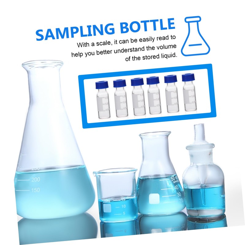Cabilock 100Pcs Transparent Sample Vials with Screw Top Caps Storage