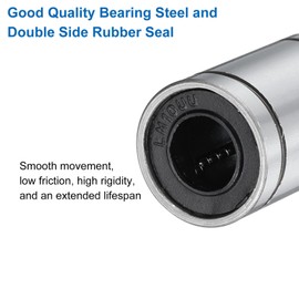 QUARKZMAN LM10UU Linear Bearings 10 mm Bore 19 mm OD 28 mm Length Linear Ball Bearings Double-Sided Rubber Sealed Bearing Steel for CNC Machine 3D Printer Food Packaging Machine Pack of 2