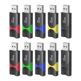 64GB USB Stick 10 Pack KEXIN USB Flash Drive Bulk Thumb Drive 64GB USB Swivel Cle USB 2.0 for Data Storage with LED Indicator Laptop(64GB USB 10 Pack)
