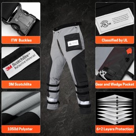 Technical Wrap Chainsaw Chaps by UL Class A 8 Layers Chainsaw Pants Apron Style Black Gray