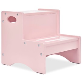 Dream On Me Little Steps Step Stool in Pink – Solid New Zealand Pinewood Kids Step Stool with Safety Rails & Anti-Slip Base, Multipurpose for Kitchen, Bathroom & More, Baby-Safe Non-Toxic Finish
