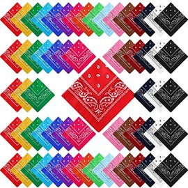 Handepo 100 Pack Bandanas Unisex Paisley Bandanas Bulk Multi Purpose Cowboy Head Wrap Necktie Face Cover Party Supplies, 21.26 inches (Stylish, Multicolor)