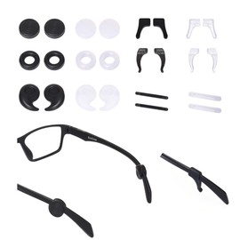12 Pairs Eyeglasses Retainers Anti-Slip Eyewear Holder Protectors Silicone Eyeglass Ear Hook Comfort Spectacle Ear Grip Hooks for Sunglasses Reading Glasses Eyewear, Black,transparent