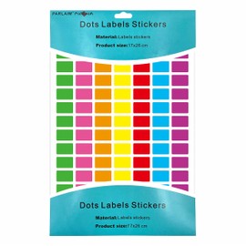 PARLAIM Rectangle Color Coding Labels, 3/4"x1/2" Rectangular, 7 Multi Bright Colors 1575PCS Square Code Sticker