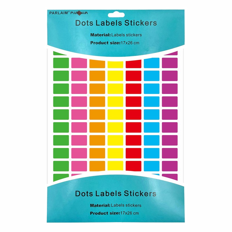 PARLAIM Rectangle Color Coding Labels, 3/4"x1/2" Rectangular, 7 Multi Bright