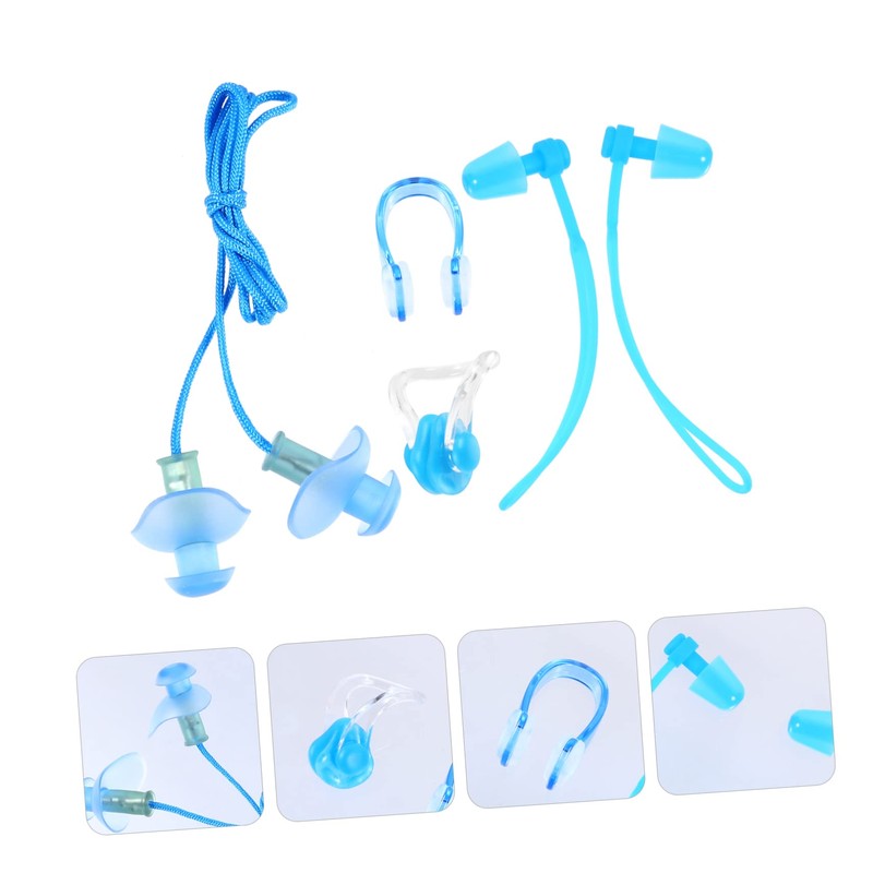 OHPHCALL Swimming Ear Protection Kit 4pcs Earplugs Nose Clip Set