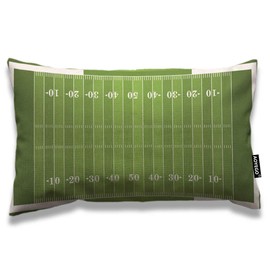 AOYEGO Football Field Throw Pillow Cover 12x20 Inch Green Soccer Lines Sport Number Rectangle Pillow Cases Home Decorative Cotton Linen Cushion Cover for Bed Sofa