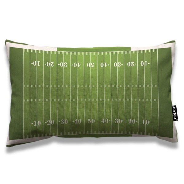 AOYEGO Football Field Throw Pillow Cover 12x20 Inch Green Soccer