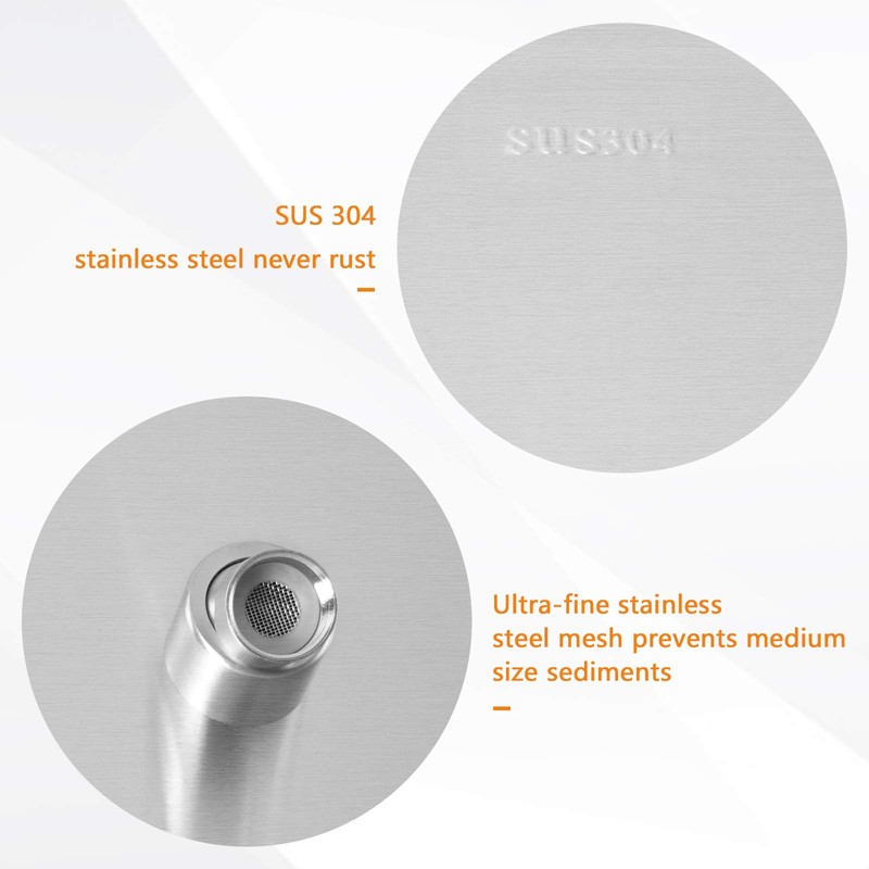 HarJue Shower Head with Extension Arm, High Pressure Square with