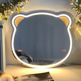 COLORNEON Bear Mirror with Lights for Wall Decor - Lightweight, Rust-Resistant, Shatterproof, Dimmable Bear Neon Sign for Vanity Makeup, Bedroom, Kids Room, – Whimsical Decor and Ideal Gift