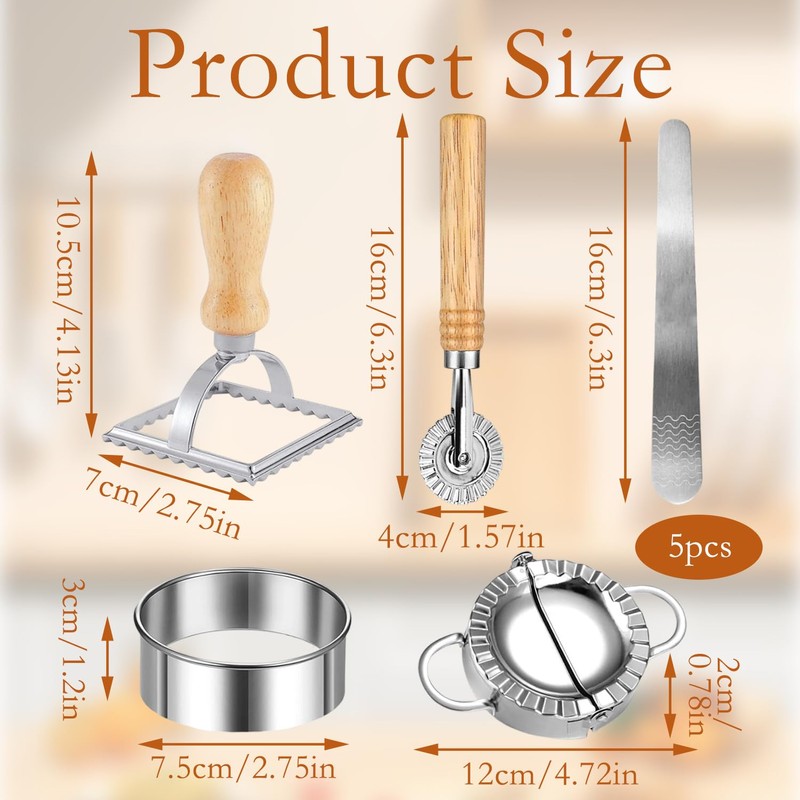 5 Pcs Pasta Cutter Set, Ravioli Cutters, Pasta Cutter Wheel,
