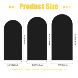 GEWONELIFE 7.2FT Party Arch Backdrop Cover,Black Double-Sided Spandex Fitted Arch Stand Covers Round Top Chiara Arch Backdrop Stands Cover for Wedding Birthday Party Baby Shower Ceremony Banquet Decor