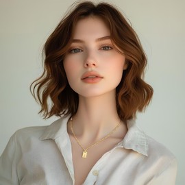 JEMUALE Initial Necklaces for Women Gold Dainty Letter Necklace Initial Tag Pendant Charm Necklace Trendy Gold Jewelry O