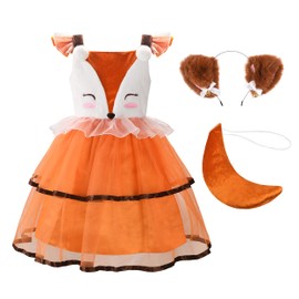 ReliBeauty Fox Costume for Girls with Headband and Tail, 10/140