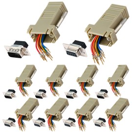 ANMBEST 10PCS DB9 Male Female Ethernet Adapter, 9 Pin Serial Port Male Female to RJ45 Ethernet LAN Extend Modular Converter (5PCS Male + 5PCS Female)