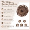 KISANOF Messy Bun Hair Piece Human Hair Chocolate Brown Wavy