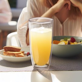 Amazing Abby - Andes 20-Ounce Insulated Tumblers (Set of 4), Double-Wall Glass, BPA-Free, Shatter-Proof, Dishwasher-Safe