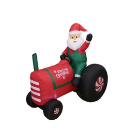 Blossom Inflatables 5.3 Foot Tall Christmas Inflatable Santa Claus Drive Tractor Merry Christmas Pre-Lit LED Lights Lighted Blowup Party Decoration for Outdoor Indoor Home Garden Family Prop Yard