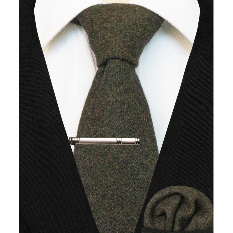 JEMYGINS Cashmere Wool Tie and Pocket Square Tie Clip Sets
