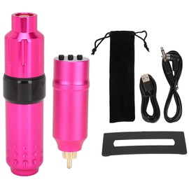 1300mAh RCA Tattoo Machine Pen Set Cordless Complete Voltage Adjustable Digital Display Tattoo Power Supply Kit Rose Red