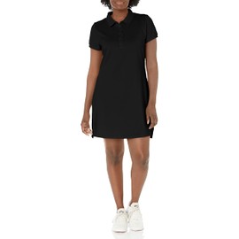 JINSHI Women’s Golf Dress Quick Dry Short Sleeve Polo Dress Tennis/Workout/Sport Dress Black Medium