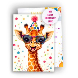 Edition Colibri 10 Invitation Cards Children's Birthday Girls and Boys, Animal Birthday, Funny Invitations, Giraffe, Invitation Cards Teenager, A6