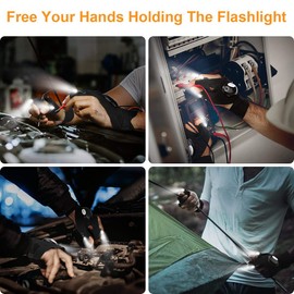 Biuonk LED Flashlight Gloves, Christmas Stocking Stuffers Gifts for Men, White Elephant Gifts for Adults Men Dad Birthday Cool Gadgets Flashlight Waterproof Gloves for Repairing Fishing Camping