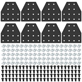 IMETRX 8pcs 2040 T Corner Bracket Joining Plate T Slotted Accessories 12-Hole 2040 Hardware Connector 2040 with T Nuts and Screws Black