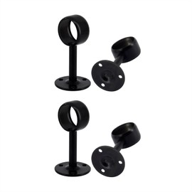 4pcs Stainless Steel Black Ceiling Curtain Pole Holders Brackets Wall Mounted Curtain Rod Bracket for Bathroom Closet 32mm