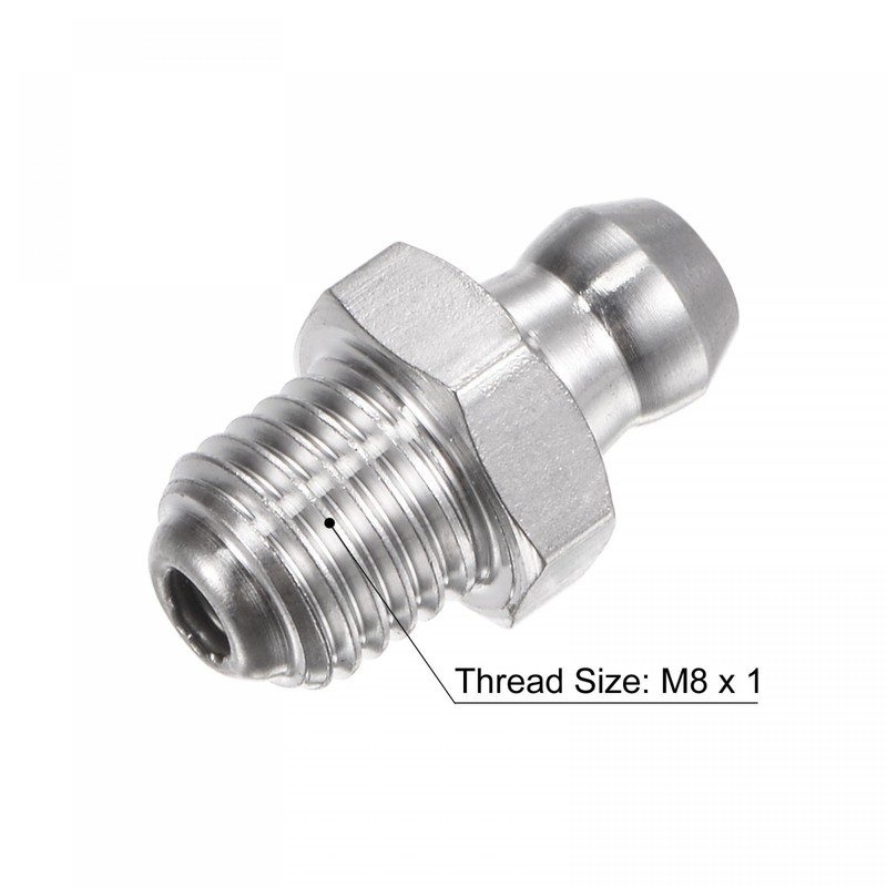 uxcell 304 Stainless Steel Straight Grease Fitting M8 x 1mm