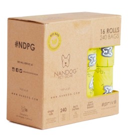 Nandog Pet Gear Certified Compostable Dog Poop Waste Bags Easy Open 100% corn starched based Eco Friendly and Leakproof Dog Waste Bags Easy Open (240)