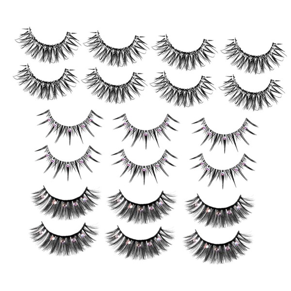 VICASKY 10 Pairs Fake Eyelashes with Rhinestones Look Lashes for