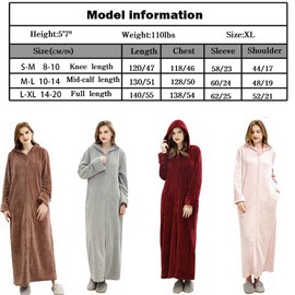 Oksun Womens Dressing Gown Full Length Hooded Robe Fleece Winter Warm Soft Bathrobe, Hood-brown, UK10-14(label L)