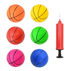 Coriver 6 Pack Small Basketballs for Kids, Mini Inflatable Basketball Set with Pump, Small Pool Beach Ball for Teenagers, Sports Game for Indoor Outdoor Play (Colorful)