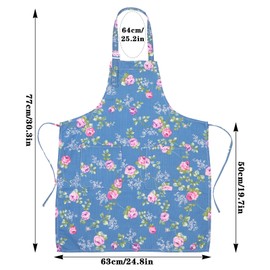 KFHENSOMR Floral Aprons with Pocket Waterproof Blooming Women‘s Aprons Adjustable Cooking Apron for Kitchen Gardening and Salon