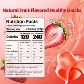 Peelable Gummy Candy Intense Strawberry Fruit Chewy Gummy Snack Low Sugar & Calorie, Healthy Snacks For Kids & Adults – Individual Soft & Chewy Candy Snacks (Pack of 8, 3.17OZ, Strawberry)