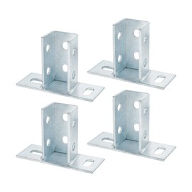LAICCUM 4 Pack Strut Post Bases for Single Channel 1 5/8", Heavy Duty U Post Base Strut Brackets with 2 Slot Mounting Holes