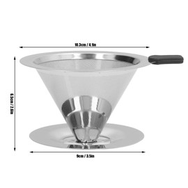 Stainless Steel Coffee Dripper, Reusable Hand-Brewed Coffee Pot Filter Drip Cone Coffee Filter-Free Paper Funnel for Kitchen Tool (1-2 Cups)