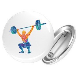 Huuraa Button Gewichtheber Powerlift bunte Silhouette Geschenk Größe 25mm Gewichtheber Geschenkidee