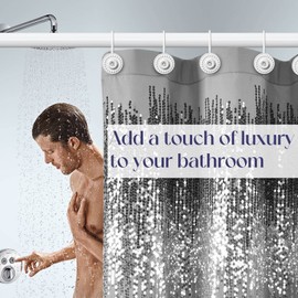 White Shower Curtain Hooks, Rust Proof Shower Curtain Rings for Bathroom, Metal Decorative Shower Curtain Hooks Hangers for Shower Curtain Rod and Liner, Shower Hooks for Shower Curtain Set of 12