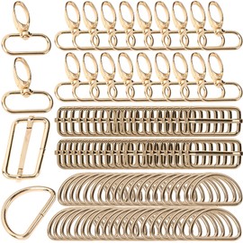 VOKABY Pack of 100 Carabiner Hooks with Swivel Kits, Bag Accessories for Sewing, Includes 20 Carabiner Keyrings, 40 Pieces D Ring, 40 Pieces Triglide Sliding Buckle