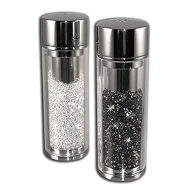 Crystal Collections Series Combined-Pepper-and-Salt-shakers, 3.8" In Height, Black/White