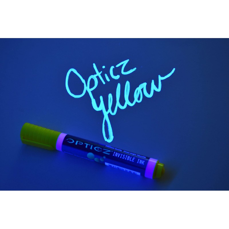 Opticz UV Blacklight Reactive Large Tip Invisible Ink Marker, Yellow